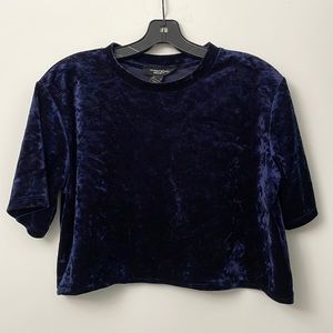 Streetwear Society - Royal Blue - Crushed Velvet Oversized Crop Top - Size S